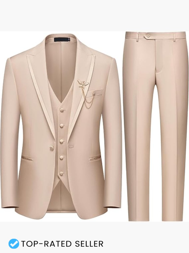 Slim Fit Three Piece Suit Formal Wedding Business Tuxedo Set Classic Elegant